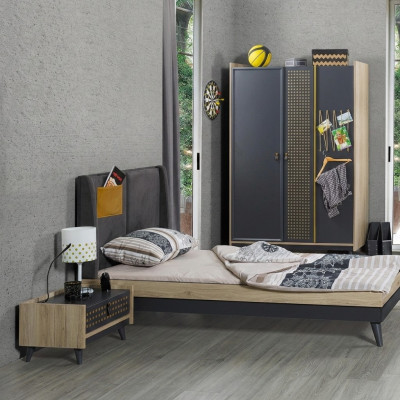 Diseñador habitación infantil mesita de noche cama armario de dormitorio de 3 piezas