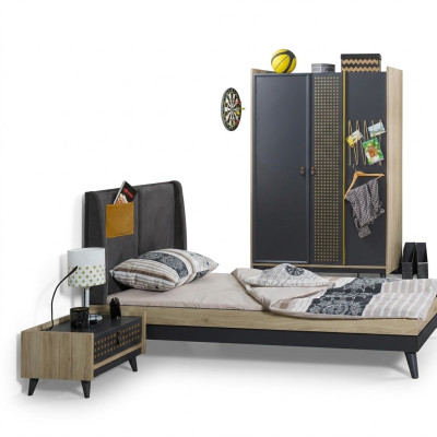 Diseñador habitación infantil mesita de noche cama armario de dormitorio de 3 piezas