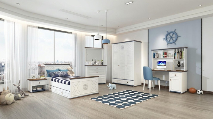 Juego de dormitorio de lujo para jóvenes cama mesita de noche armario muebles 5 piezas. Nuevo