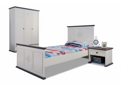 Habitación juvenil cama mesita de noche muebles armario conjunto completo de 3 piezas.