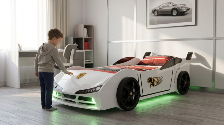 Coche de carreras Auto Cama Colchón Cama infantil Cama de coche Mobiliario de habitación infantil