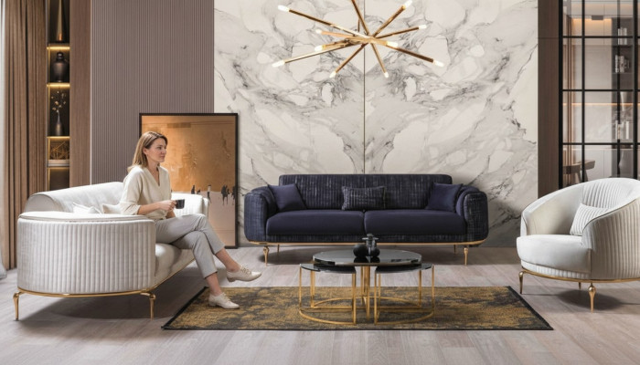 Juego de muebles de lujo conjunto de 3 + 3 + 1 asientos de sofá de madera conjunto de sofás sillón sofá