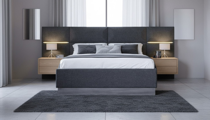 Cama Acolchada Diseño Material Madera Doble Camas de Hotel Nuevas Modernas