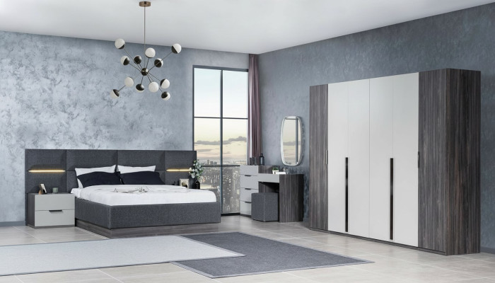 Dormitorio conjunto muebles cama 2x mesita de noche armario completo conjunto de muebles 5 piezas