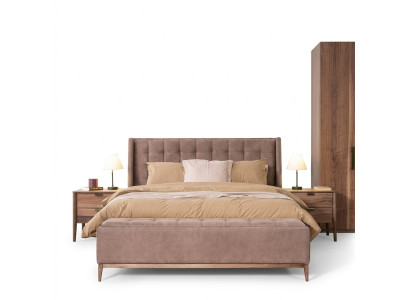 Diseño de cama cama doble camas de lujo dormitorio de muebles de dormir Nuevo material de madera