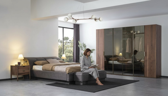 Juego de dormitorio Muebles Cama 2x Mesita de noche Armario Muebles Set completo de 4 piezas