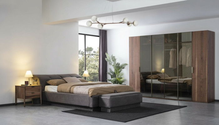 Juego de dormitorio Muebles Cama 2x Mesita de noche Armario Muebles Set completo de 4 piezas