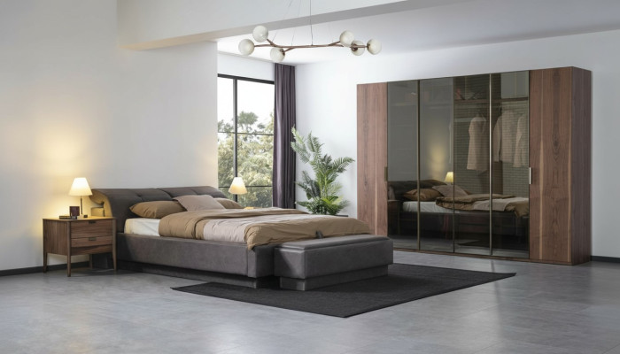 Juego de dormitorio Muebles Cama 2x Mesita de noche Armario Muebles Set completo de 4 piezas