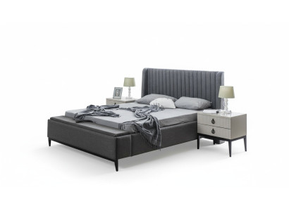Diseño de cama cama doble camas de cama de dormitorio tapizado muebles de hotel marco de cama gris