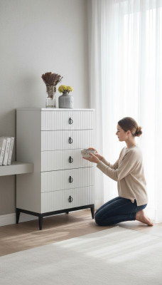 Cómoda de madera Armarios Consolas Dormitorio Armario alto moderno Credenza