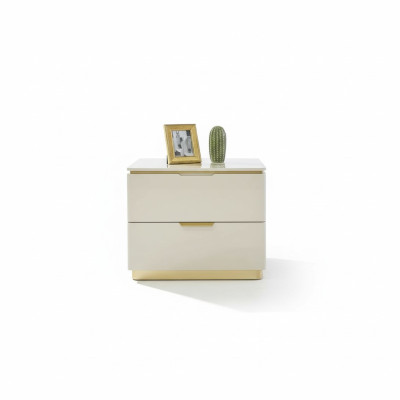 Conjunto de consola de dormitorio y mesita de noche 2x, muebles de hotel de lujo en beige, nuevo.