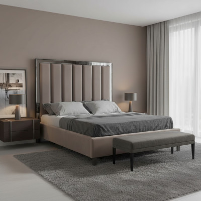 Camas Diseño Cama Acolchado Dormitorio Diseño Hotel Cama Doble Metal Topo Nuevo