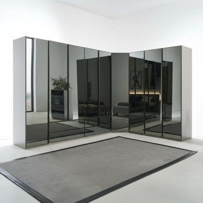 Armario esquinero con espejo, armario de dormitorio, armario de lujo, muebles de vidrio.