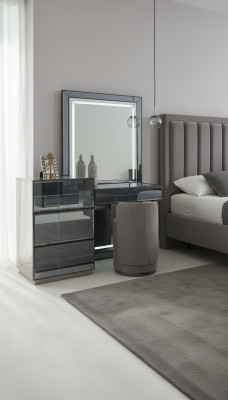 Set de tocador consola de diseño de muebles de dormitorio de lujo con taburete de madera, 2 piezas.
