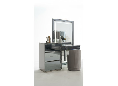 Set de tocador consola de diseño de muebles de dormitorio de lujo con taburete de madera, 2 piezas.
