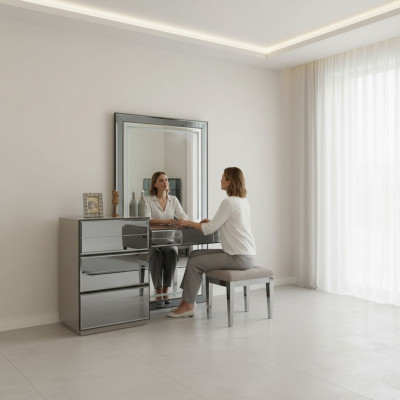 tocador cómoda con espejo consola cómodas madera moderno dormitorio