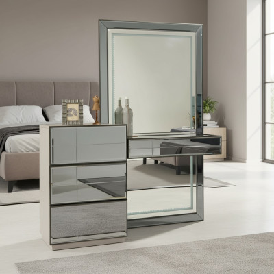 tocador cómoda con espejo consola cómodas madera moderno dormitorio