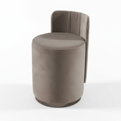 Silla de diseño lujo otomana tocador taburete silla redonda acolchada banco marrón