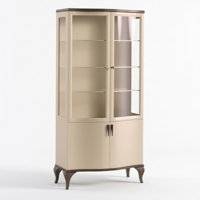 Mueble de lujo con vitrina de dos puertas de vidrio de madera nuevo.