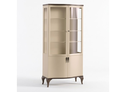 Mueble de lujo con vitrina de dos puertas de vidrio de madera nuevo.