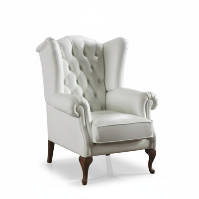 Sillón de orejas de cuero Chesterfield sofá sillón tapizado muebles nuevo