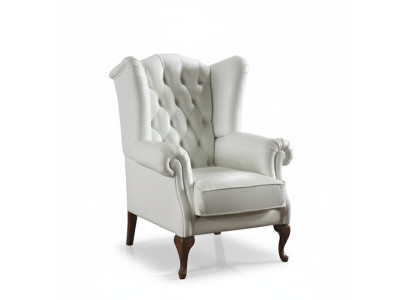 Sillón de orejas de cuero Chesterfield sofá sillón tapizado muebles nuevo