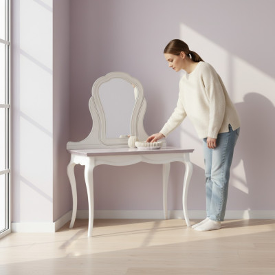 Muebles de hotel de lujo. tocador. consolas de madera blanca.