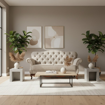 Sofá Chesterfield de dos plazas Muebles de sala de estar Textil Cojín de asiento