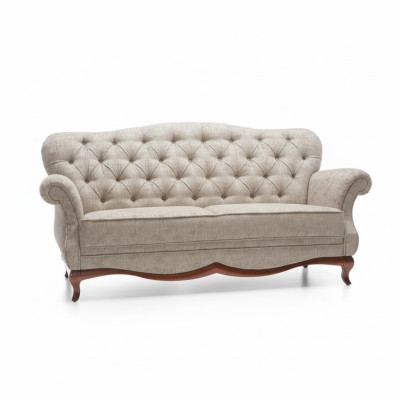 Chesterfield sofá de tres plazas tapizado en tela de muebles.