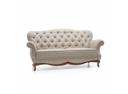 Chesterfield sofá de tres plazas tapizado en tela de muebles.