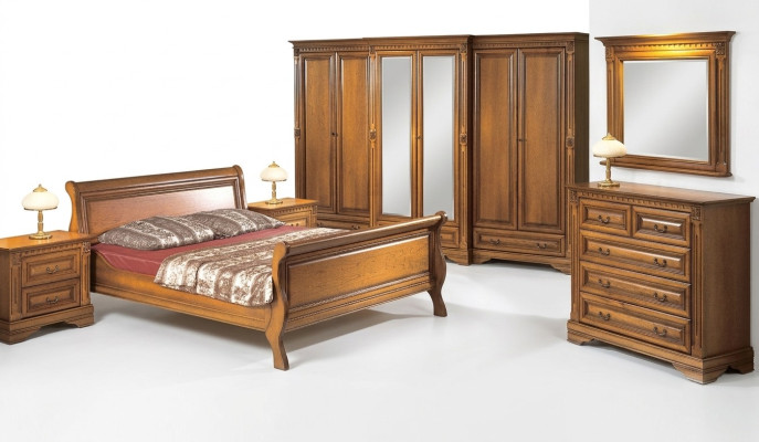 Estilo de casa de campo Cama de 3 piezas con 2 mesitas de noche Juego de muebles de madera Cama marrón