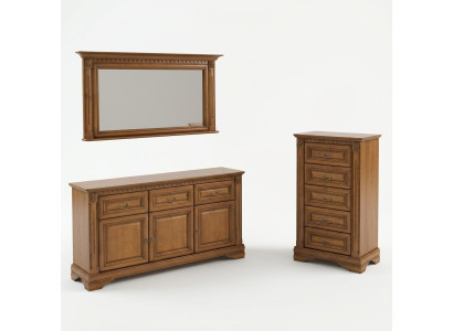 Cómoda de 160 cm con espejo, estilo rústico, muebles, cómodas, aparador de madera.