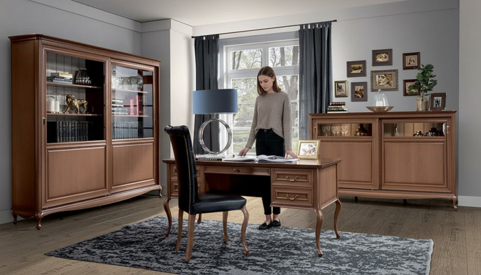 Muebles de oficina Estantería Escritorio Cómoda Silla Vitrina Juego completo de 4 piezas.