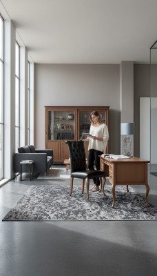 Escritorio clásico con silla de lujo para la oficina. Muebles de madera.