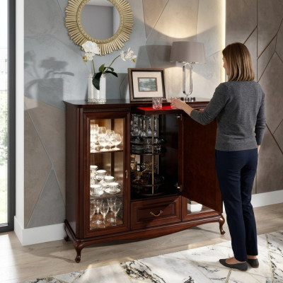 Mueble de bar en casa con armario giratorio para botellas vitrina de madera