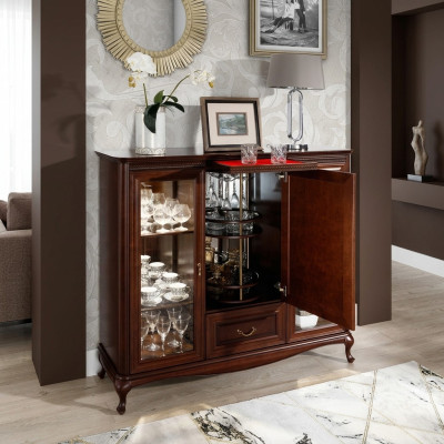 Mueble de bar en casa con armario giratorio para botellas vitrina de madera