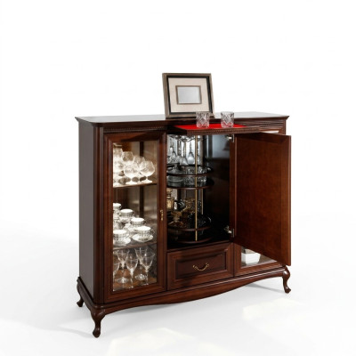 Mueble de bar en casa con armario giratorio para botellas vitrina de madera