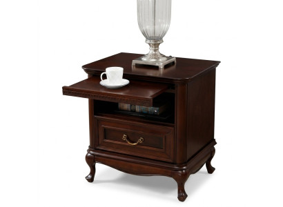 Mesa auxiliar de noche de hotel para dormitorio con cajón de servicio de madera.