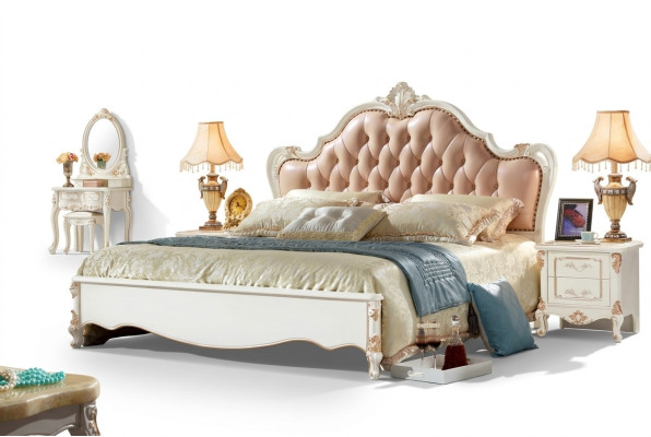 Cama Chesterfield real, muebles de dormitorio cama 180x200 de cuero