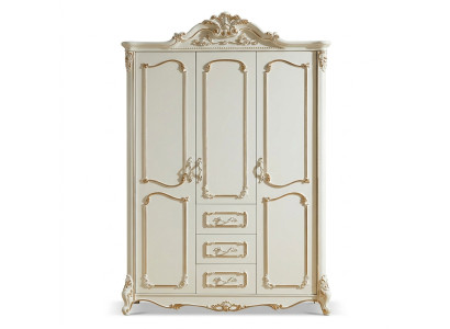 Armario de tres puertas blanco de estilo barroco rococó Armarios de madera