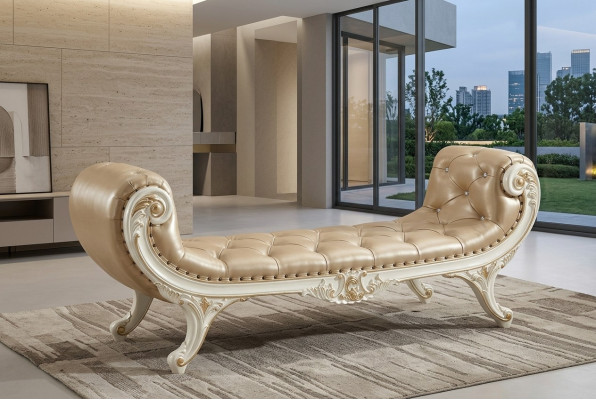 Banca Dormitorio Chaiselounge Taburete Otomana Cuero Chesterfield Nuevo