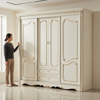 Armario clásico de madera para dormitorio, color blanco.
