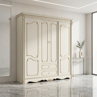 Armario clásico de madera para dormitorio, color blanco.