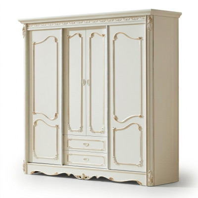 Armario clásico de madera para dormitorio, color blanco.