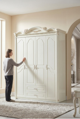 Clásico armario de ropa blanco armario armarios dormitorio madera nuevo
