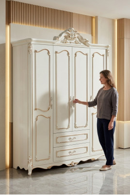 Armarios de dormitorio blancos, armario de madera mueble.