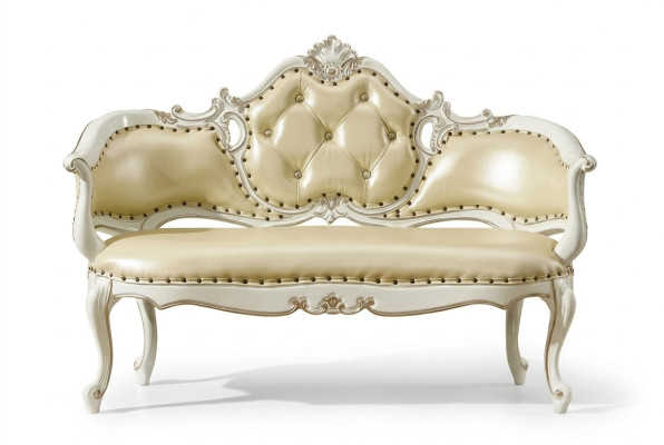 Sofá Chesterfield acolchado de banco de cuero real.