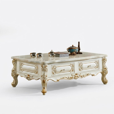 Mesa de centro clásica 150x90 mesa auxiliar de sofá grande imitación de mármol