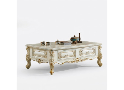 Mesa de centro clásica 150x90 mesa auxiliar de sofá grande imitación de mármol