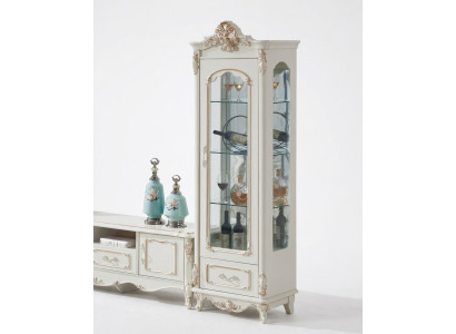 Vitrina de madera individual Vitrina Gabinete de cristal Armarios Muebles Art déco Blanco